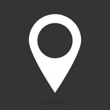 Geolocation icon on a black background. Linear pin code icons of the geolocation Illustrazione stock