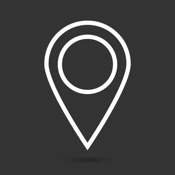 Geolocation icon on a black background. Linear pin code icons of the geolocation イラスト素材