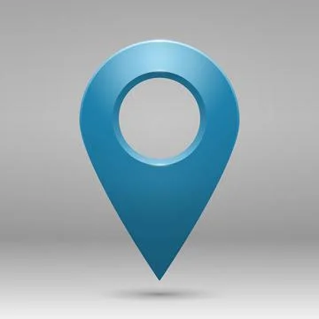 The geolocation icon is blue with highlights on a gray gradient background. Stock Illustration
