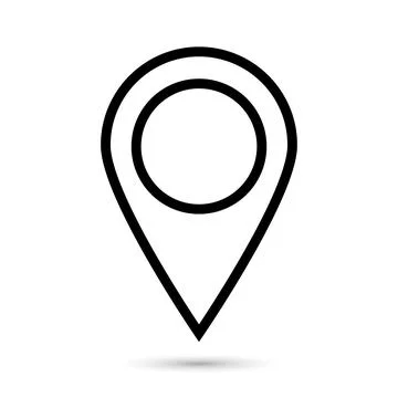 Geolocation icon on a gray background. Linear pin code icons of the geolocation Stock Illustration