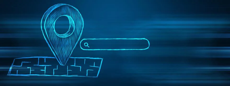 Geolocation icon on the map Stock Photos