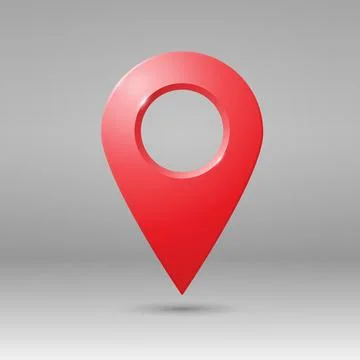 The geolocation icon is red with highlights on a gradient background. Stock Illustration