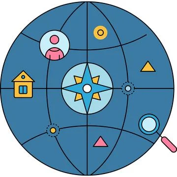 Geolocation icon vector earth planet map isolated Stock Illustration