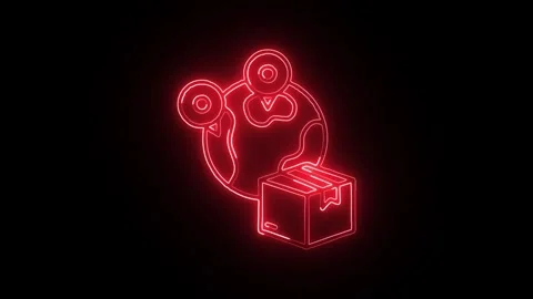 Geolocation Isolated on Black Background Neon GPS Position Animation Видео 330855083