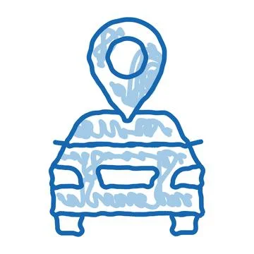Geolocation Machines Logo doodle icon hand drawn illustration 스톡 일러스트