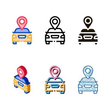 Geolocation machines logo icon vector outline variations Stock Illustration