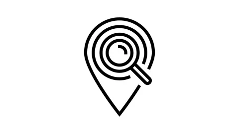 Geolocation marker magnifying glass line icon animation Stock Footage 326130935