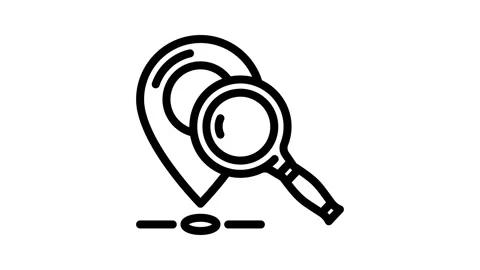 Geolocation marker magnifying glass line icon animation Stock Footage 326759099