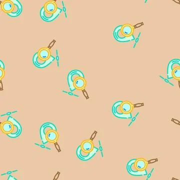 Geolocation marker magnifying glass vector seamless pattern Stock Illustration