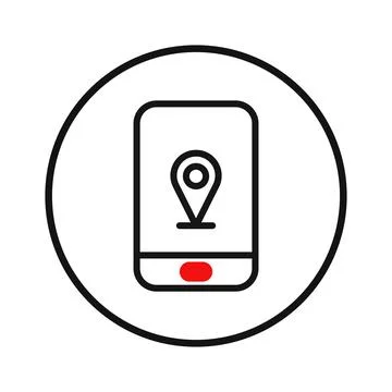 Geolocation mobile application showing pinpoint marker, indicates user loca.. 스톡 일러스트
