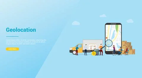 Geolocation optimization search for best routes in maps app for business deli Stock Illustration