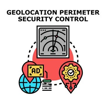 Geolocation perimeter security control concept for digital protection Stock Illustration