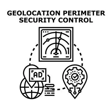 Geolocation perimeter security control concept for digital protection Stock Illustration