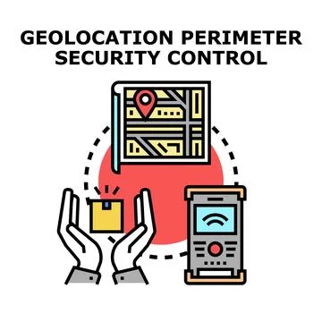 Geolocation perimeter security controlling package delivery tracking Stock Illustration