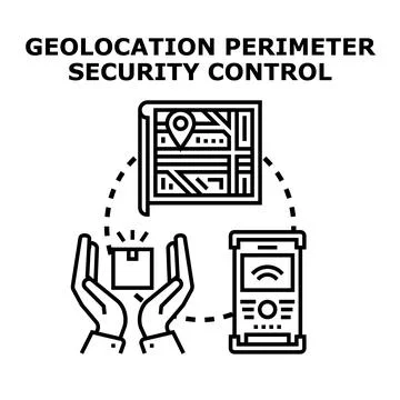 Geolocation perimeter security controlling package delivery tracking Stock Illustration
