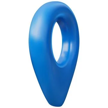 Geolocation pin, 3D, blue, side view, volumetric shape with highlights. Illustrazione stock