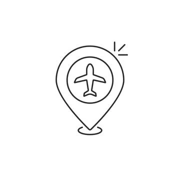 Geolocation pin with linear plane Stock Illustration