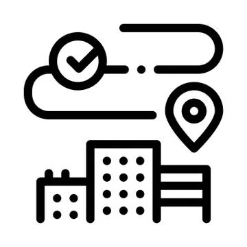 Geolocation in residential buildings icon vector outline illustration Ilustración de archivo