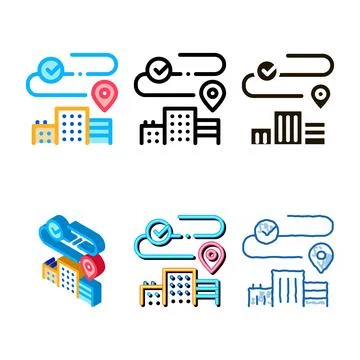 Geolocation in residential buildings icon vector variations outline Ilustración de archivo