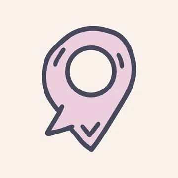 Geolocation speech bubble color vector doodle simple icon Stock Illustration