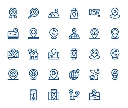 Geolocation Vector Icon Repository containing 28 Bold Line 128x128 PIXEL Pe.. Stock Illustration