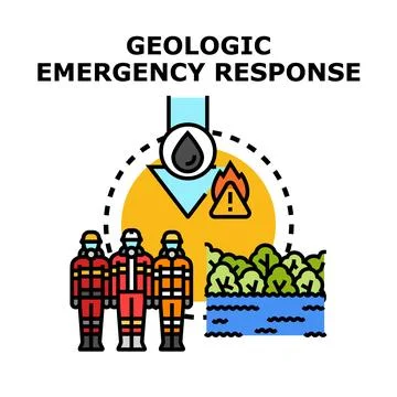 Geologic emergency response team managing environmental disaster Stock Illustration