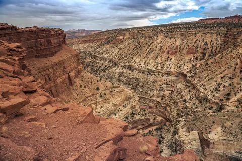 Geologic Formations at Sunset, Capitol Reef National Park, Utah Stock Photos