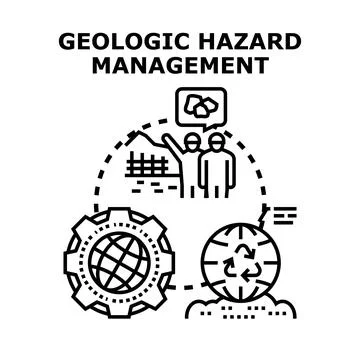 Geologic hazard management protecting planet ecosystem Illustrazione stock