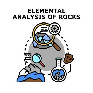 Geologic material elemental analysis and rock composition research Stock Illustration