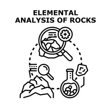 Geologic material elemental analysis and rock composition research Stock Illustration