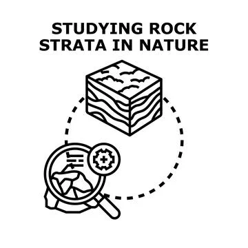 Geologic research studying earth layers and rock strata Stock Illustration