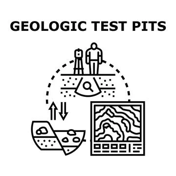 Geologic test pits analyzing ground structure and stability Stock Illustration