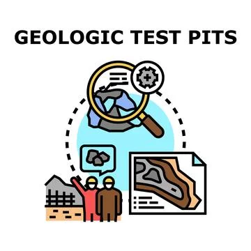 Geologic test pits exploring earth soil mineral resources Stock Illustration