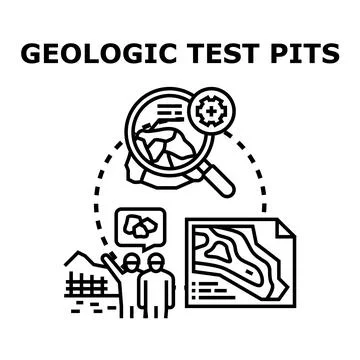 Geologic test pits exploring earth soil mineral resources 库存插图