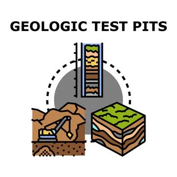 Geologic test pits exploring ground composition 库存插图