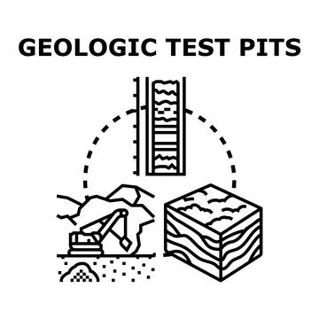 Geologic test pits exploring ground composition 库存插图