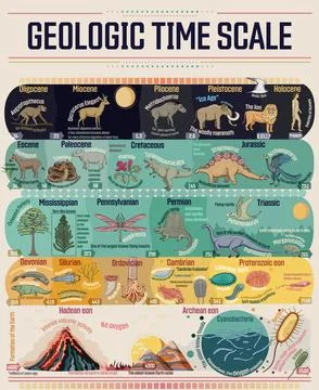 Geologic time scale colorful educational poster Stock Illustration