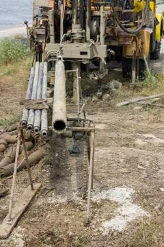 Geological exploration, collecting underground samples Stock Photos