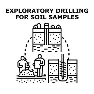 Geological exploration drilling for soil engineering research Stock Illustration