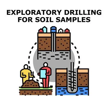 Geological exploration drilling for soil engineering research Stock Illustration