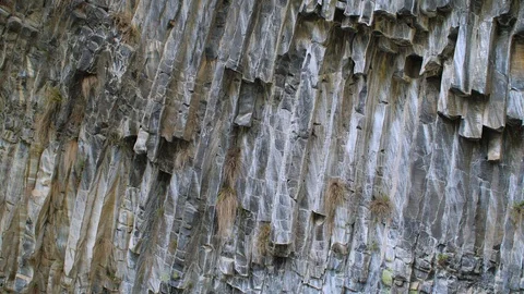 Geological Formation of Octogonal Basalt Columns in rock, Garni Gorge Mountain,  Stockbeeldmateriaal 90095531