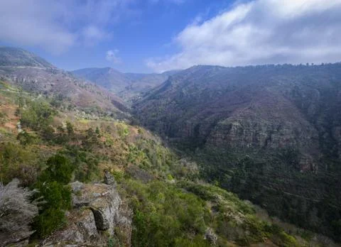Geological formations dated in the Lower Carboniferous in the Geopark of Cour Stock Photos