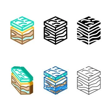Geological forms modeling color icon vector Stock Illustration