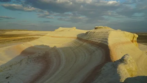 Geological layers on the desert mountains at the bottom of the dried ocean Stock Footage 151945231