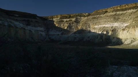 Geological layers on the desert mountains at the bottom of the dried ocean Stock Footage 151945385