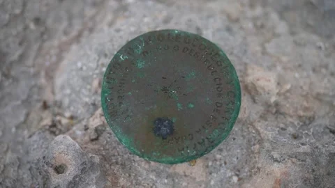 Geological Marker Set in Stone Stock Footage 305956508