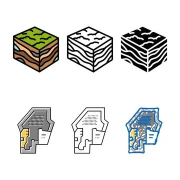 Geological modeling color icon vector types 스톡 일러스트