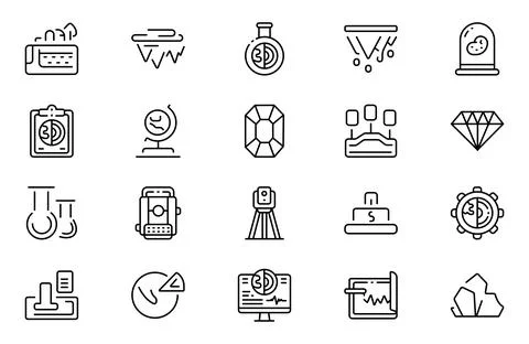 Geological outline icon set. Mining related icon set. Included ground, geol.. Stock Illustration