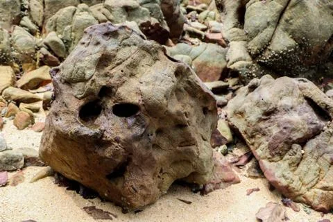 Geological process of erosion to stone and rock formations created by the nat Stock Photos