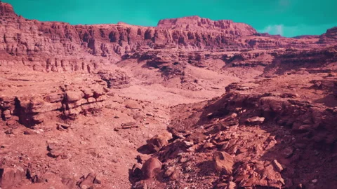 Geological profiles in canyon cliffs illustrate sediment layers and textures Stock Footage 331400639